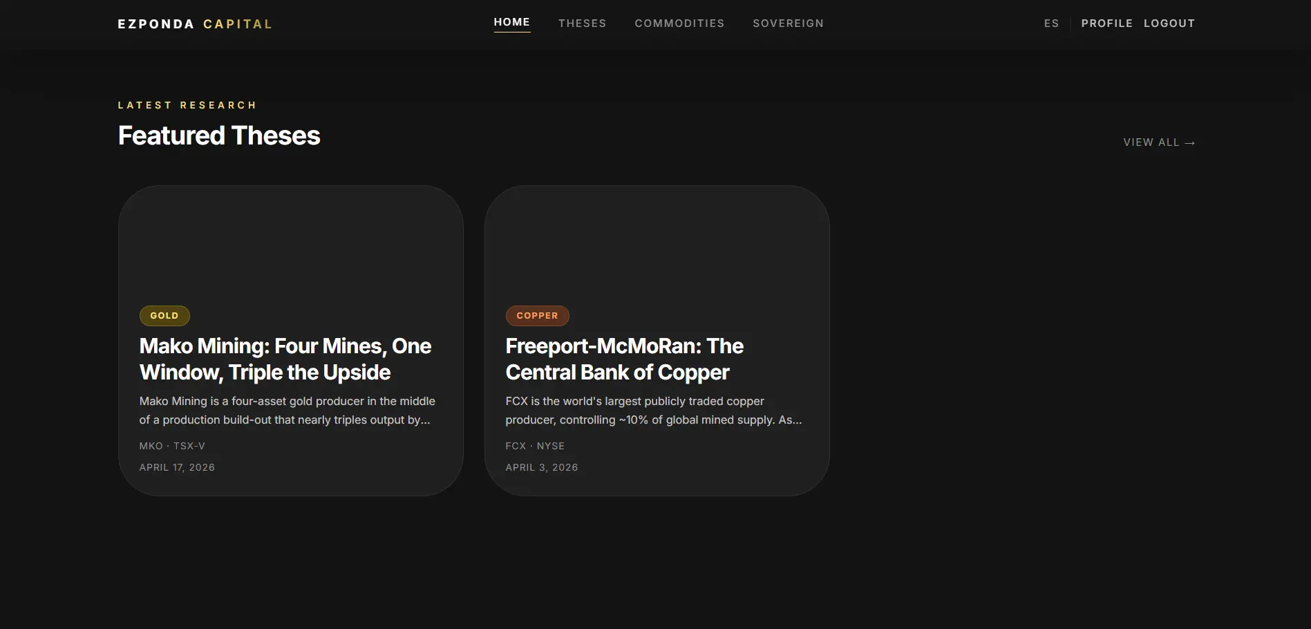 Featured Theses: Mako Mining and Freeport-McMoRan research cards